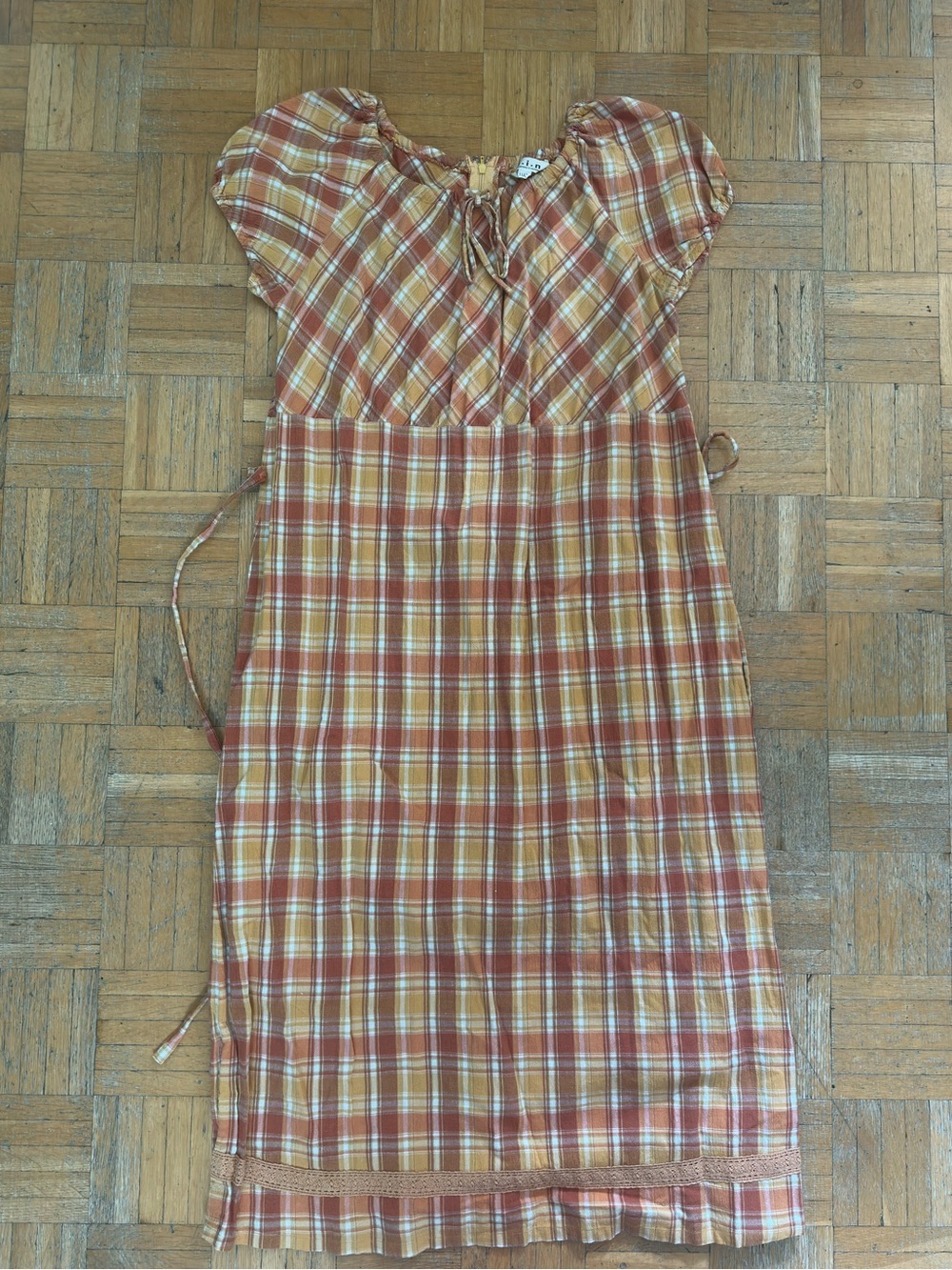 Orange plaid maxi dress
